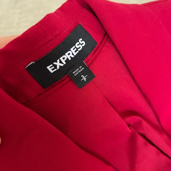Express Paperbag Highrise Ankle Pants (4R) and Blazer (Small) Set Red - Picture 7 of 16
